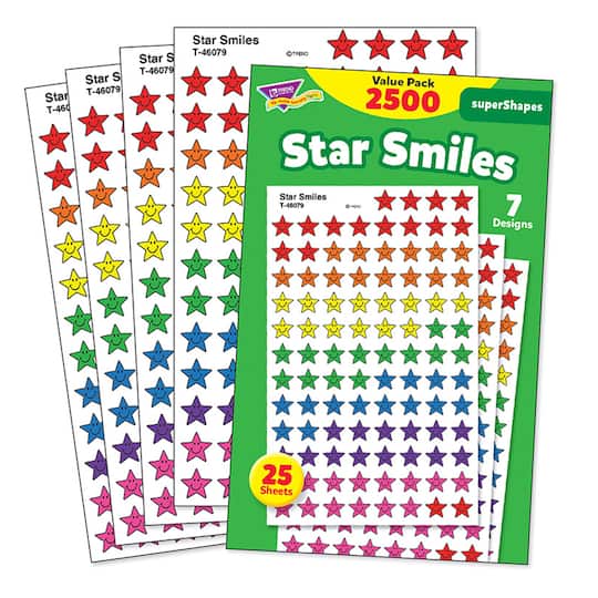 Trend Enterprises&#xAE; superShapes 7/16&#x201D; Star Smiles Stickers, 3 Pack Bundle